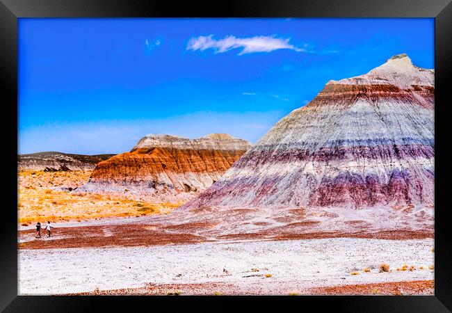 Hikers The Tepees Painted Desert Petrified Forest National Park  Framed Print by William Perry