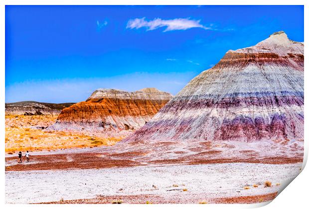 Hikers The Tepees Painted Desert Petrified Forest National Park  Print by William Perry