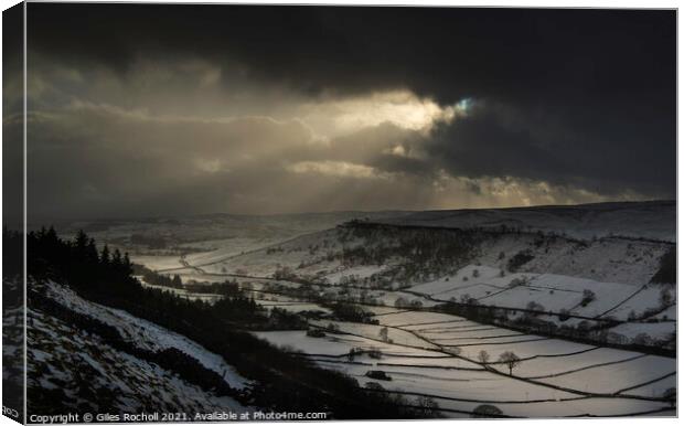 Dramatic storm Wharfedale Yorkshire Canvas Print by Giles Rocholl