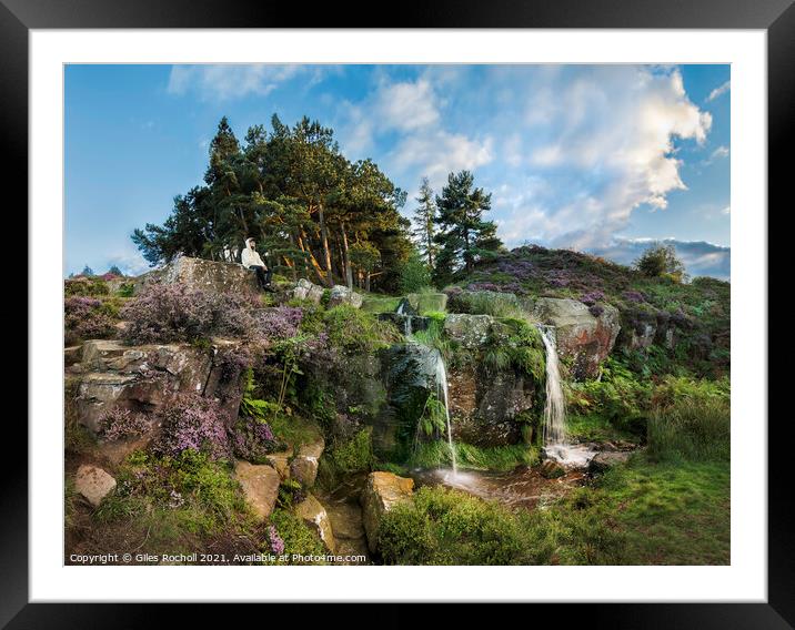 Ilkley Moor waterfalls Yorkshire Framed Mounted Print by Giles Rocholl