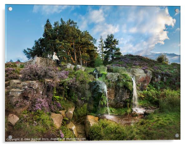 Ilkley Moor waterfalls Yorkshire Acrylic by Giles Rocholl