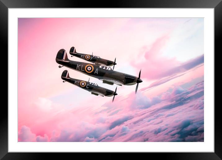 Spitfires Dive In Framed Mounted Print by J Biggadike