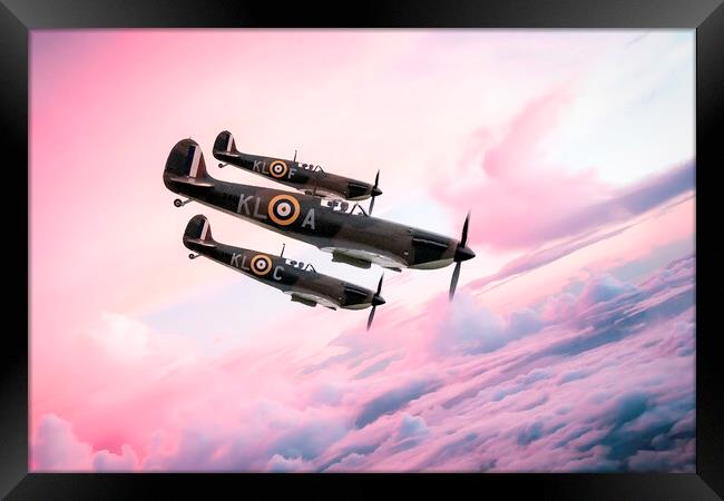 Spitfires Dive In Framed Print by J Biggadike