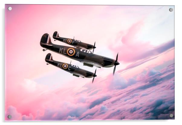 Spitfires Dive In Acrylic by J Biggadike