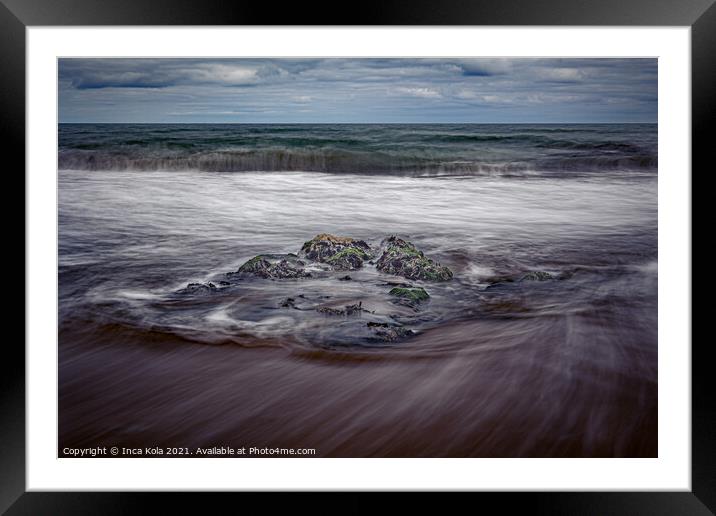 Waves lapping over the beach Framed Mounted Print by Inca Kala