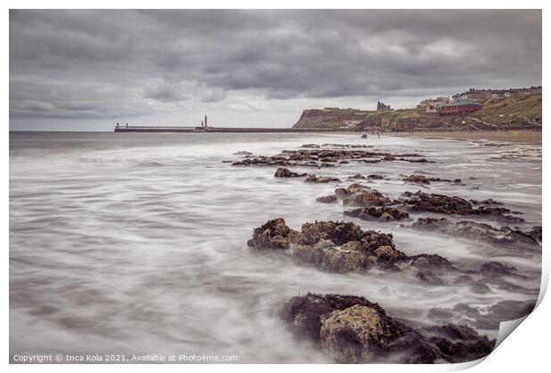 Along the Beach Towards Whitby Harbour  Print by Inca Kala