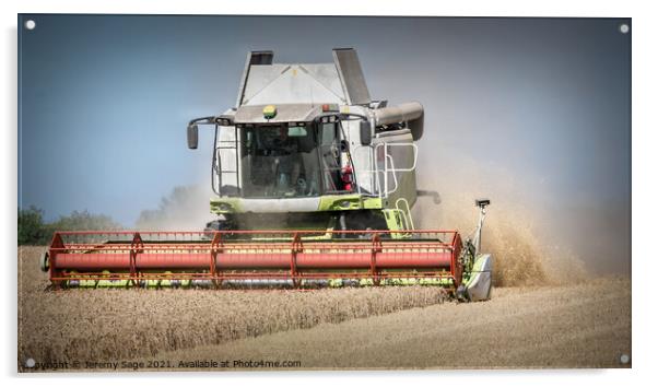 Mighty Machine Harvesting Barley Acrylic by Jeremy Sage