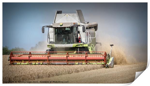 Mighty Machine Harvesting Barley Print by Jeremy Sage