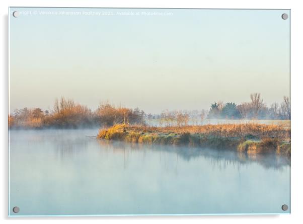 River Cam a misty Winters morning Acrylic by Veronica in the Fens