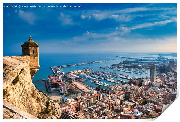 A view of Alicante Marina  Print by Navin Mistry