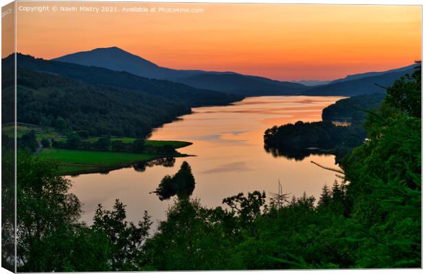 Sunset at the Queen's View, Loch Tummel Canvas Print by Navin Mistry