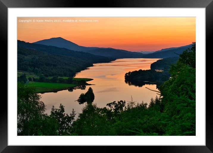 Sunset at the Queen's View, Loch Tummel Framed Mounted Print by Navin Mistry