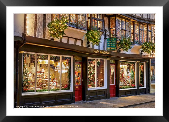 Christmas York shop Framed Mounted Print by Giles Rocholl