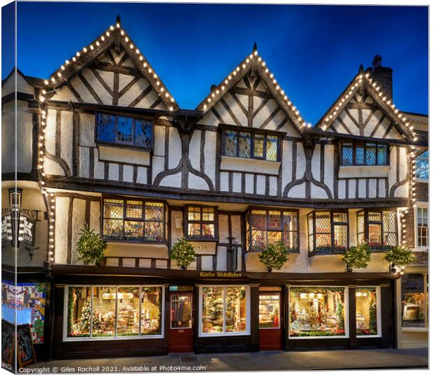 Christmas York shop Canvas Print by Giles Rocholl