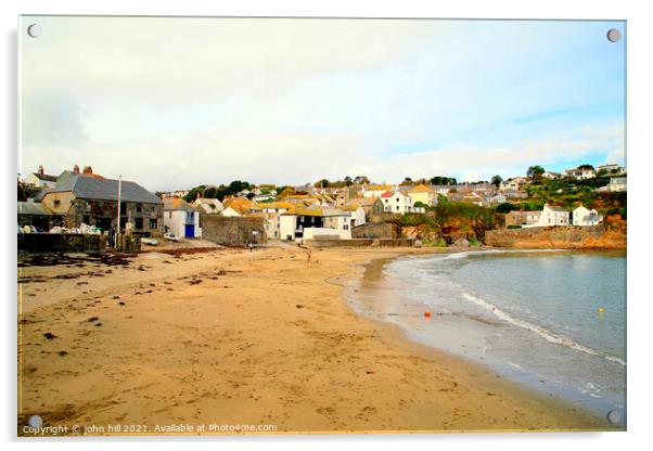 Cornish village beach. Acrylic by john hill