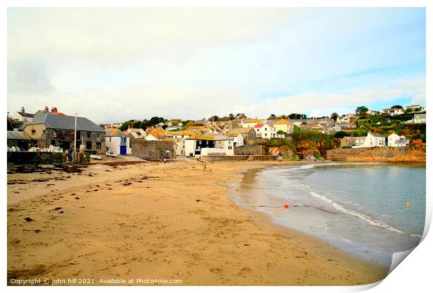 Cornish village beach. Print by john hill