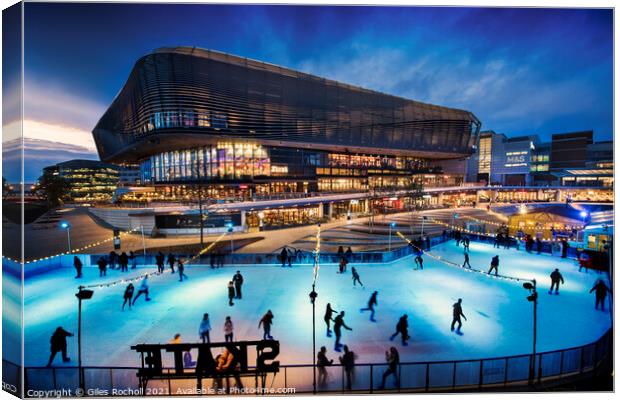 Westquay ice skating Southampton Canvas Print by Giles Rocholl