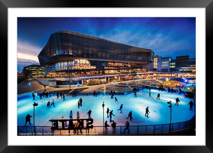 Westquay ice skating Southampton Framed Mounted Print by Giles Rocholl
