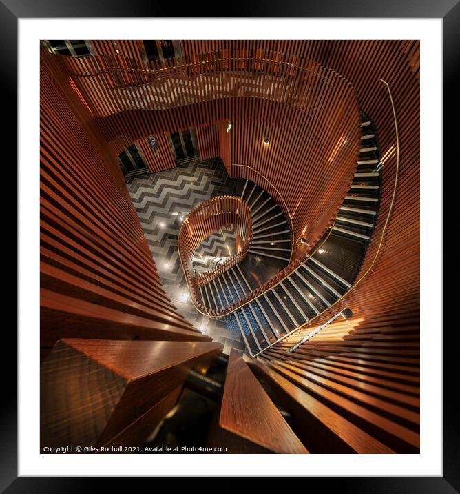 Modern spiral staircase art Framed Mounted Print by Giles Rocholl