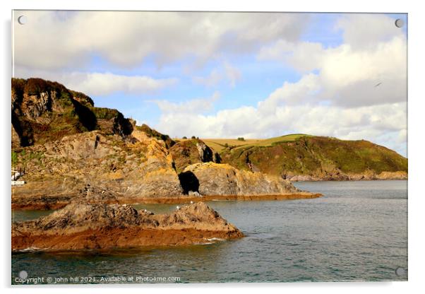 Cornish Coastline at Mevagissey Acrylic by john hill