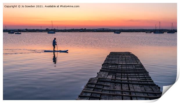 Paddling back to shore Print by Jo Sowden