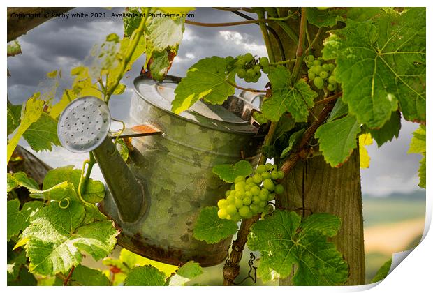 watering the grapes Print by kathy white