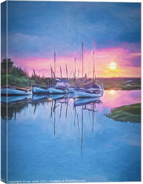 Sunset at Blakeney a Digital Painting Canvas Print by Ian Lewis