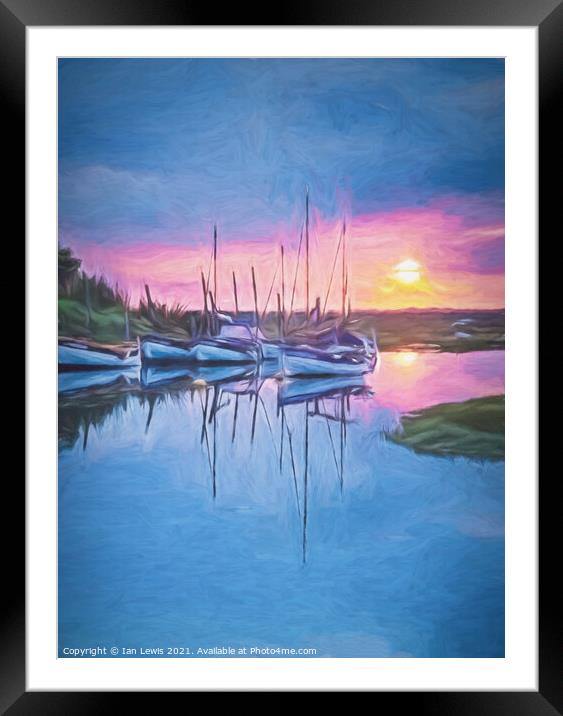 Sunset at Blakeney a Digital Painting Framed Mounted Print by Ian Lewis