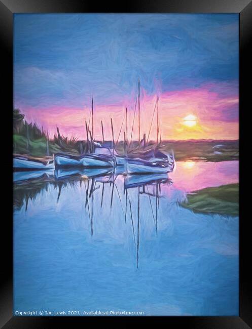 Sunset at Blakeney a Digital Painting Framed Print by Ian Lewis
