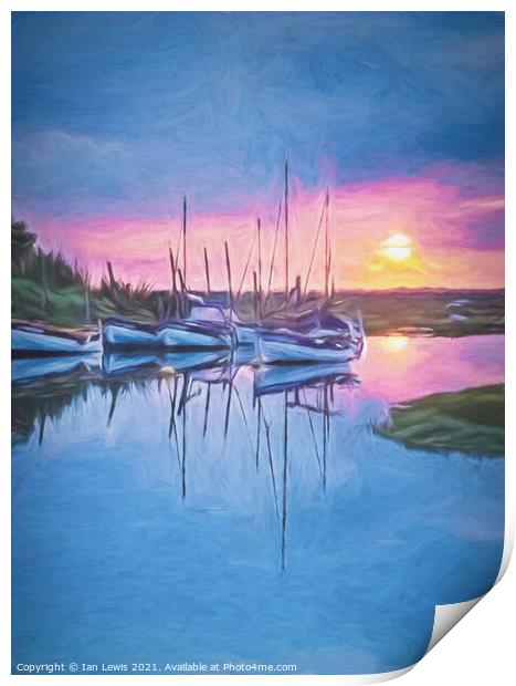 Sunset at Blakeney a Digital Painting Print by Ian Lewis