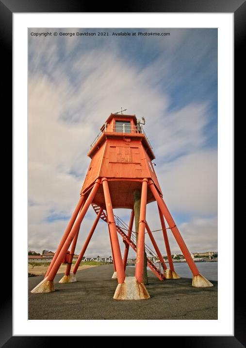 Herd Groyne Lighthouse Framed Mounted Print by George Davidson