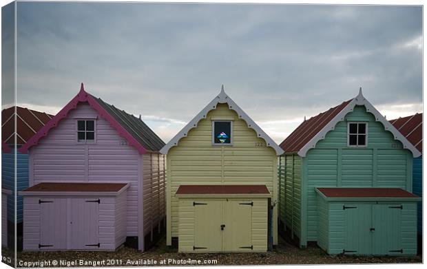 Beach Huts at Mersea Canvas Print by Nigel Bangert