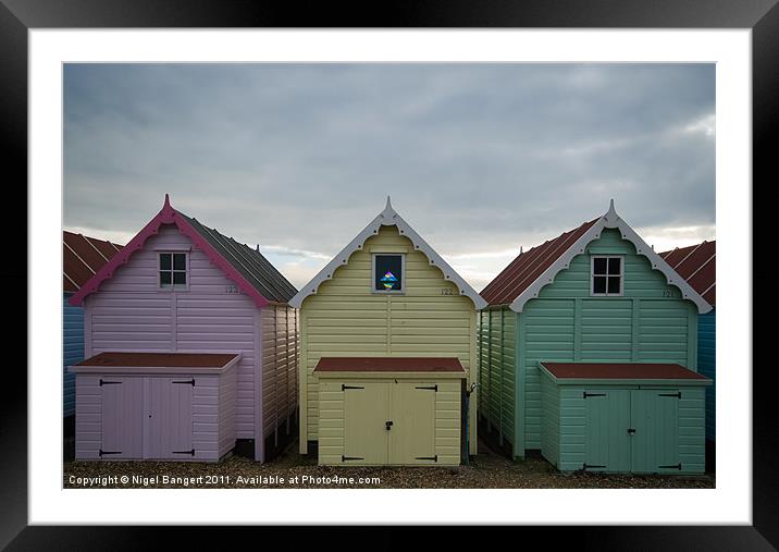 Beach Huts at Mersea Framed Mounted Print by Nigel Bangert