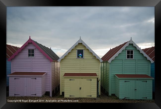 Beach Huts at Mersea Framed Print by Nigel Bangert
