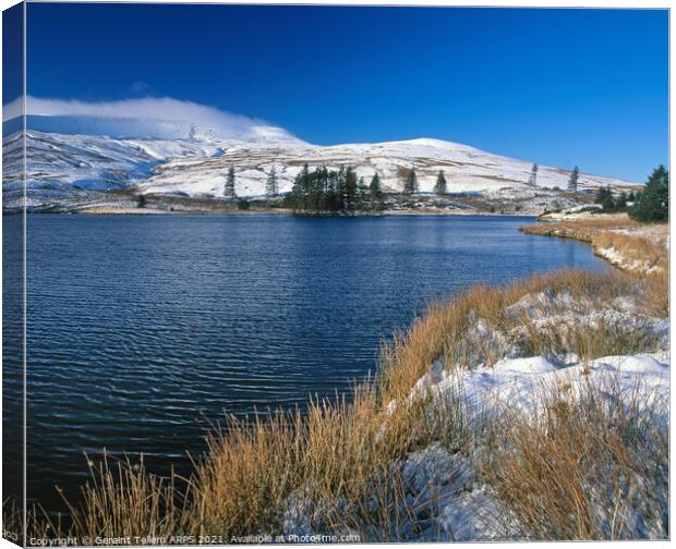 Beacons reservoir in winter, Brecon Beacons, Powys, Wales Canvas Print by Geraint Tellem ARPS