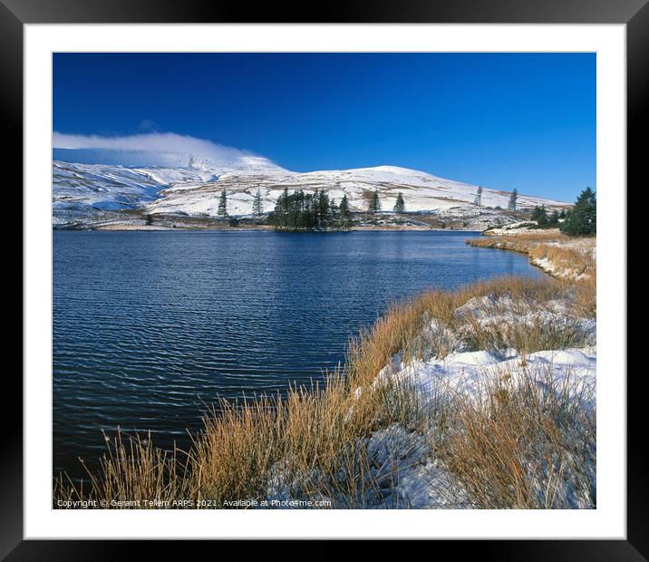 Beacons reservoir in winter, Brecon Beacons, Powys, Wales Framed Mounted Print by Geraint Tellem ARPS