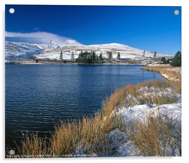 Beacons reservoir in winter, Brecon Beacons, Powys, Wales Acrylic by Geraint Tellem ARPS