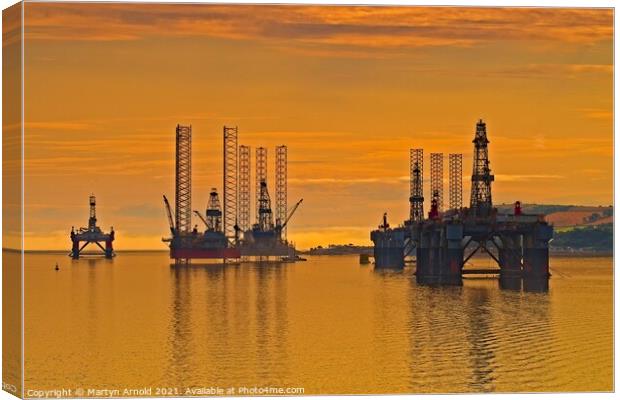 Oil Rigs on the Cromarty Firth, Scotland Canvas Print by Martyn Arnold