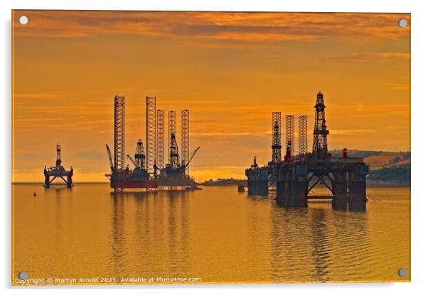 Oil Rigs on the Cromarty Firth, Scotland Acrylic by Martyn Arnold
