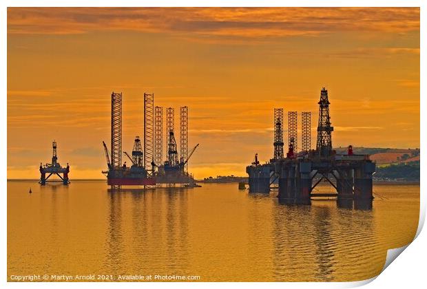 Oil Rigs on the Cromarty Firth, Scotland Print by Martyn Arnold