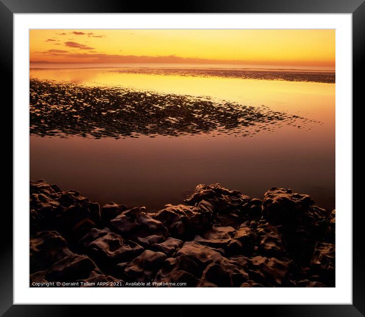Low tide at sunset, Rest Bay, Porthcawl, South Wales Framed Mounted Print by Geraint Tellem ARPS