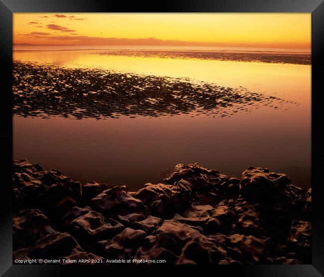 Low tide at sunset, Rest Bay, Porthcawl, South Wales Framed Print by Geraint Tellem ARPS