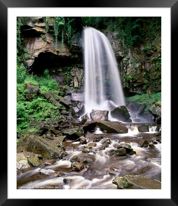 Melincourt waterfall, near Ystradfellte, South Wales Framed Mounted Print by Geraint Tellem ARPS