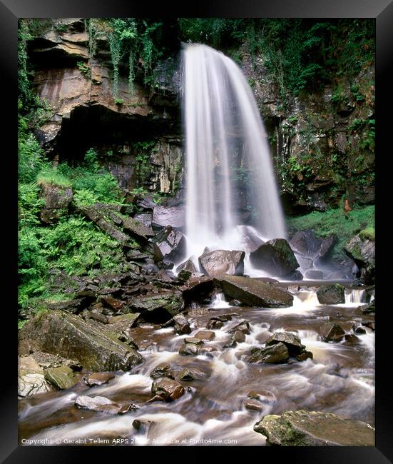 Melincourt waterfall, near Ystradfellte, South Wales Framed Print by Geraint Tellem ARPS