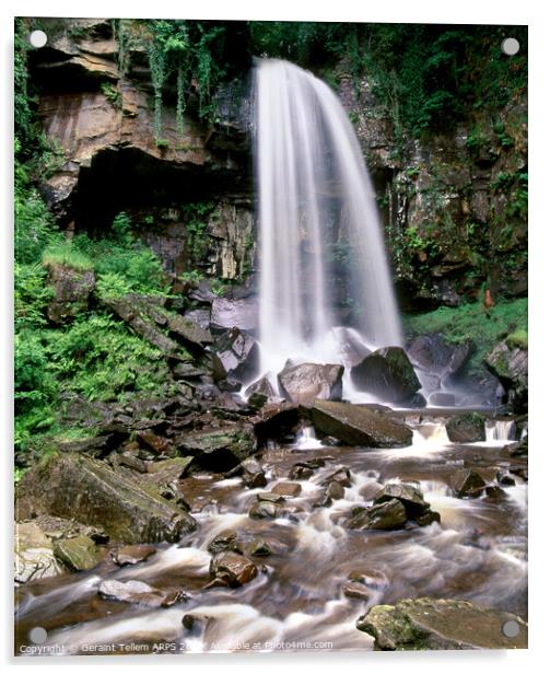 Melincourt waterfall, near Ystradfellte, South Wales Acrylic by Geraint Tellem ARPS