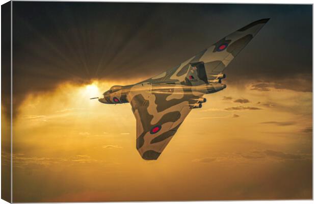 Vulcan Into The West Canvas Print by Gareth Burge Photography