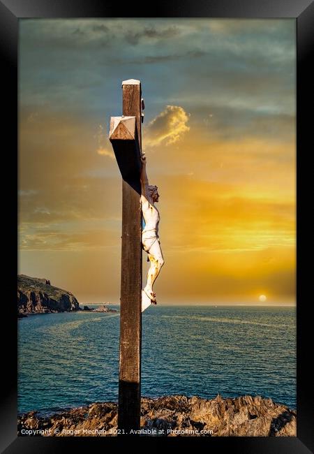 Crucifixion at Collioure Framed Print by Roger Mechan