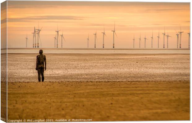 Iron Man alone on the beach - Crosby  Canvas Print by Phil Longfoot