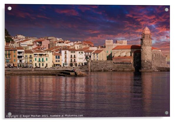 The Golden Hour in Collioure Acrylic by Roger Mechan