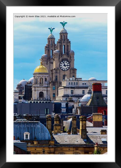 Liverpool's Skyline: Unveiling Historic Emblems Framed Mounted Print by Kevin Elias